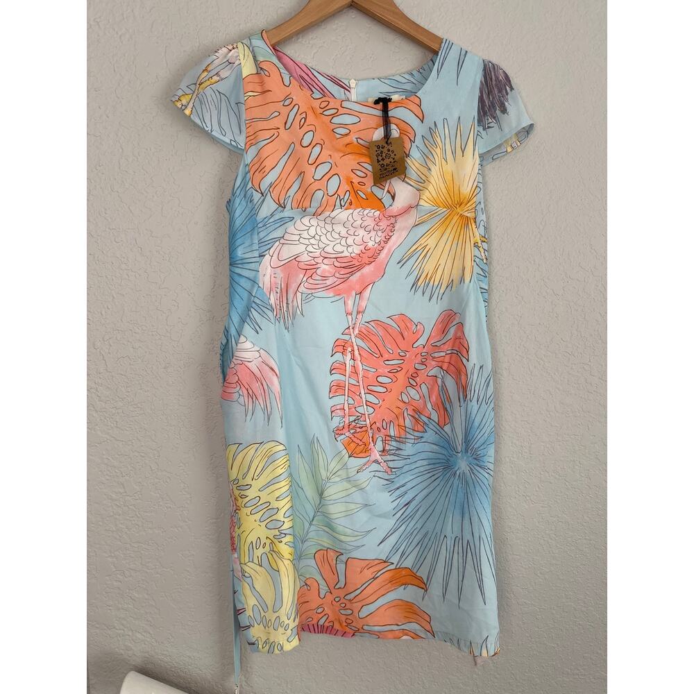 NEW Molly Bracken Flamingo Tropical Dress Pockets Resortwear Vacation Summer